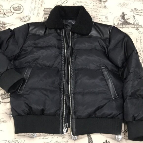 Slate & Stone Faux Shearling Puffer Bomber Jacket - Picture 6 of 8